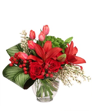 Sophisticated Scarlet Vase Arrangement in Houston, TX | VILLAGE GREENERY & FLOWERS