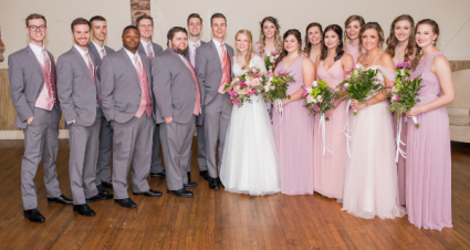 Springtime Bridal Party  Bouquets,, and Tuxedos