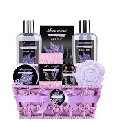 Spa Bath Gift Basket Set, Lavender Home Spa Gift 
