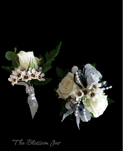 Sparkling Navy Corsage and Boutonniere set