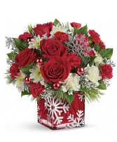 Sparkling Snowflakes of Joy Christmas Snowflake Cube Bouquet