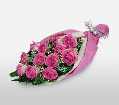 Dozen Colored Rose Wrapped Flowers