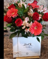 Valentine Vase Arrangement with Chocolates Large Vase Arrangement with Roses,Gerberas and Alstromeria  in Cambridge, Ontario | KELLY GREENS FLOWERS & GIFT SHOP