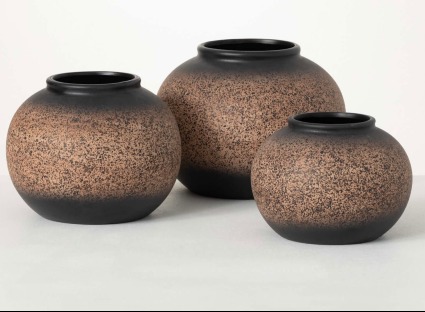 Speckled Cocoa Brown Vase Set of 3 