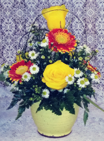 Speckled Yellow Ceramic Crock