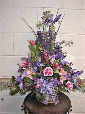 Spectacular iris funeral arrangement