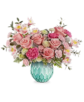 Spectrum of Joy A vibrant burst of color, Spectrum of Joy features a lively mix of roses, daisies, and carnations, bringing cheer and beauty to any occasion. Perfect for celebrating milestones or simply brightening someone's day.