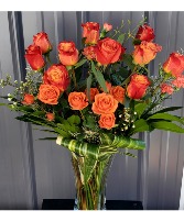Spicy Orange Dozen Roses