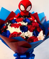 spiderman plushie bouquet JUST BECAUSE