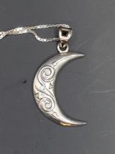 Spiral Moon Sacred Symbol Pendant Sterling Jewelry