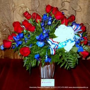 SPIRIT OF AMERICA! Patriotic Red White Blue Fresh Flower Arrangement in Saint Petersburg, FL | ABSOLUTELY BEAUTIFUL FLOWERS SPIRIT OF AMERICA! Patriotic Red White Blue Fresh Flower Arrangement in Saint Petersburg, FL | ABSOLUTELY BEAUTIFUL FLOWERS