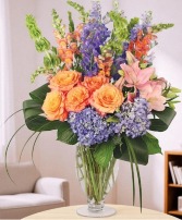 Spirited Delphinium & Hydrangea Flower Arrangement