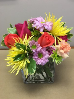 Splash of Colour cubed vase arrangement