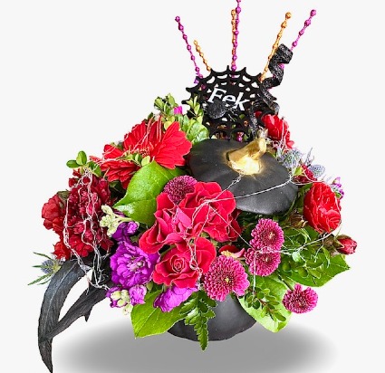 Spooky Blooms & Boo-tiful Charm Halloween Arrangement