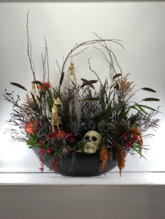 Spooky Graveyard Container Arrangement