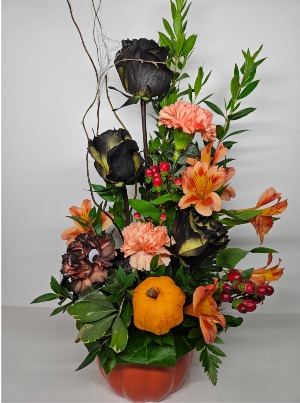 Spooky Pumpkin Flower Arrangement