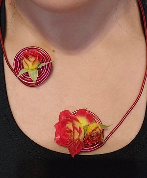 Spray Bi-Color rose Necklace  Wearable Florala