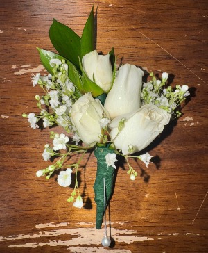 Spray Rose Boutonniere  all white bout 