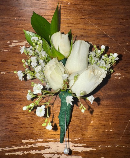 Spray Rose Boutonniere all white bout