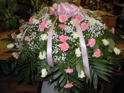 Roses, Carnations, and Baby's Breath (C4) Casket Spray