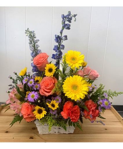 Spring Basket Blooms Fresh Arrangement 