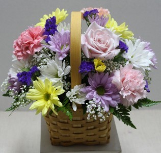 Pastel Spring Basket  Fresh Flower Arrangement 