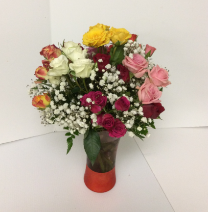 Spring Beauty Mixed spray roses in a vase