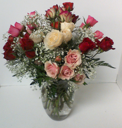 Spring Beauty Vase of Miniature Roses