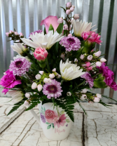 Spring Blossom Cup Floral Arrangement in Ceramic Cup