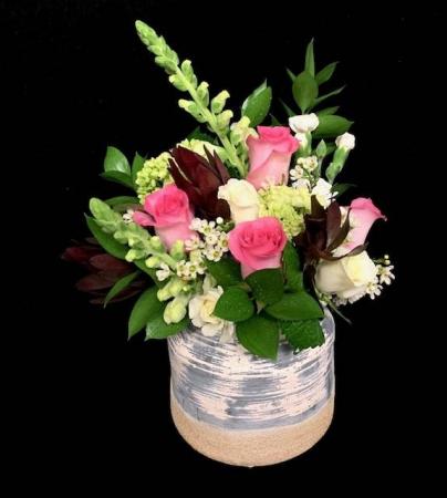 Spring Fancy Gray Pottery Pink and White Design