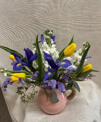 Spring Flower Pitcher arrangement