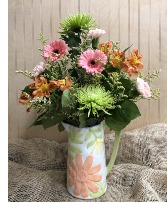 SPRING FLOWER PITCHER  WOODBURY'S ORIGINAL