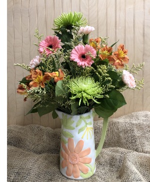 SPRING FLOWER PITCHER  WOODBURY'S ORIGINAL