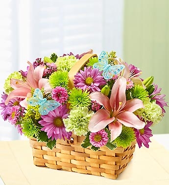 Spring Inspiring Basket Fresh Flowers