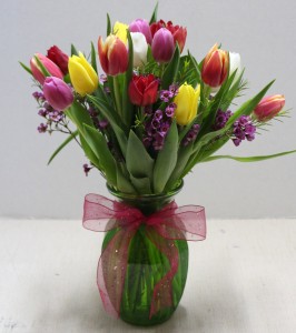 Spring Mixed Tulip vase