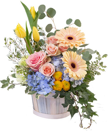 Spring Morning Basket Arrangement in Vernal, UT | Sister's Bloom Florist & Gifts