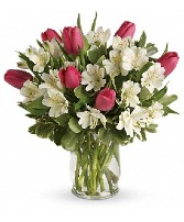 Spring Romance Pink and White Vase Arrangement