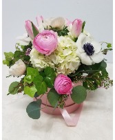 Spring Sensation Hat Box Arrangment