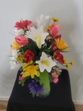 Spring Silk Cemetery Arrangement  Silk Gravesite 