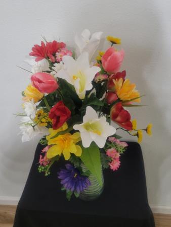 Spring Silk Cemetery Arrangement  Silk Gravesite 