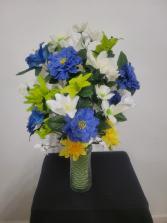 Spring Silk Cemetery Arrangement  Silk Gravesite 