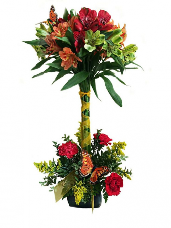 Spring Topiary with Butterflies Fresh Flowers
