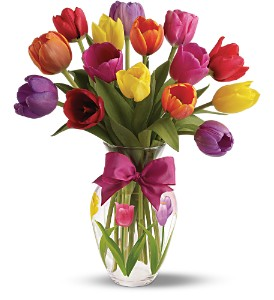 Spring Tulips - 123 (NOTE: in a clear vase) Vase arrangement 