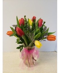 Spring Tulips Glass Vase NFS-ST