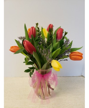 Spring Tulips Glass Vase NFS-ST