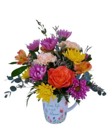 Springtime Arrival Mug Arrangement in Tillamook, OR | ANDERSON FLORIST