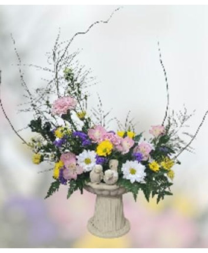 Springtime Birdbath FHF-S2311 Fresh Flower Keepsake (Local Delivery Only)