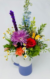 Springtime Pitcher Bouquet Mixed Arrangment