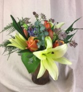 Garden Flowers in Locally Crafted Pottery Pottery & Flowers Arrangement in Brattleboro, Vermont | WINDHAM FLOWERS