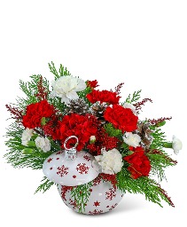 Sprinkle of Snow Keepsake Ornament Flower Arrangement